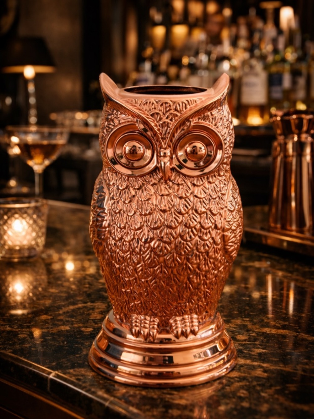 Elyx Copper Owl - Decorative Cocktail Drinkware - RARE Discontinued